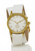 Gold Round Watch with Double Wrap Strap