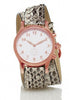 Rose Gold Round Watch with Double Wrap Strap