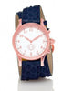 Rose Gold Round Watch with Double Wrap Strap