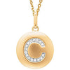 14k Yellow Gold Diamond Initial Disc Necklace