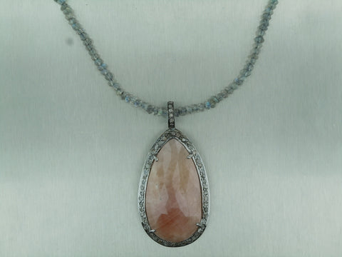 Picture of Pink Sapphire Champagne Diamond Labradorite Pendant