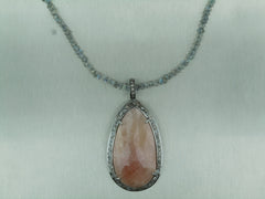 Pink Sapphire Champagne Diamond Labradorite Pendant