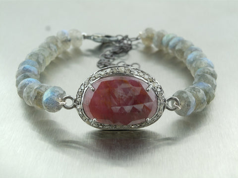 Picture of Champagne Diamond Pink Sapphire Labradorite Bracelet