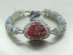 Champagne Diamond Pink Sapphire Labradorite Bracelet