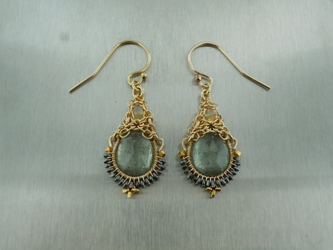 Picture of Green Moss Aquamarine Ethiopian Opal Earrings