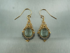 Green Moss Aquamarine Ethiopian Opal Earrings