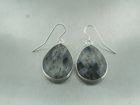Picture of Black Tourmalated Quartz Teardrop Earrings