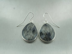Black Tourmalated Quartz Teardrop Earrings