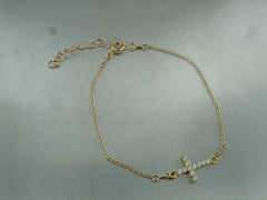 Cubic Zirconia Sideways Cross Bracelet