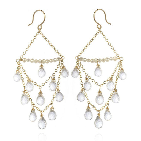 Picture of Faceted Rock Crystal Chandelier Earrings