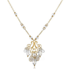 Fabulous Vermeil Pendant with Crystals and White Keishi Pearls