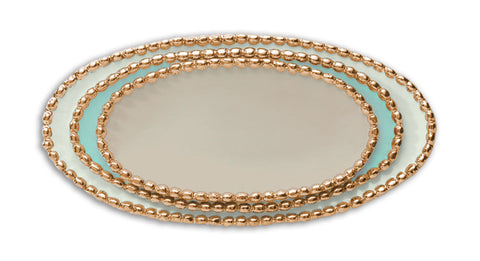 Picture of Aqua Luxe Mini Studded Oval Stacking Trays