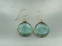 Aqua Quartz Pear Earrings