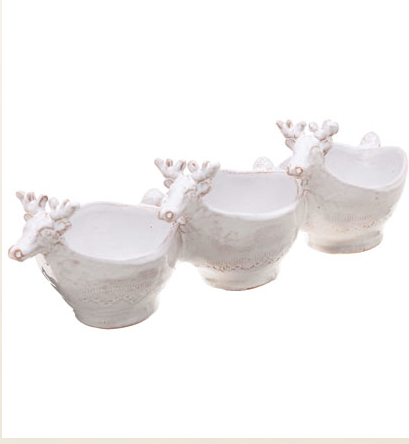 Picture of Bellezza Holiday White Reindeer 3 Part Server