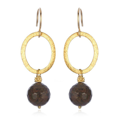 Picture of Brown Faceted Turquoise Beads on Gold Vermeil Earrings