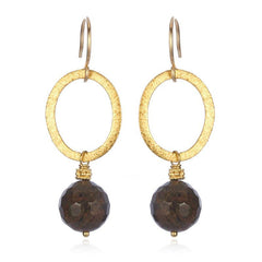 Brown Faceted Turquoise Beads on Gold Vermeil Earrings
