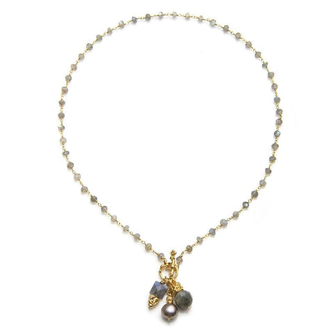 Picture of Labradorite Rosary Style Necklace with Vermeil Charms