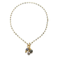 Labradorite Rosary Style Necklace with Vermeil Charms