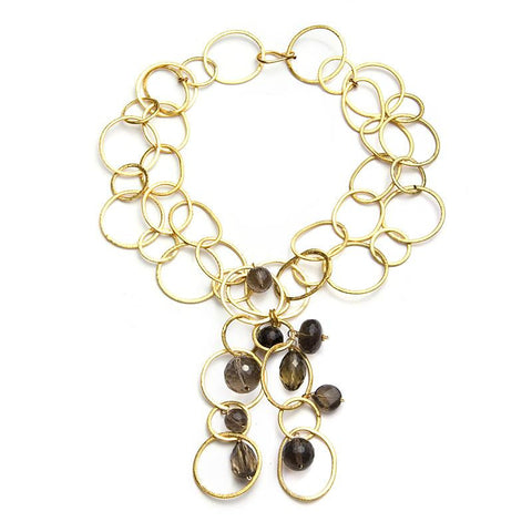 Picture of Gold Vermeil Chain with Faceted Smoky Quartz Cluster