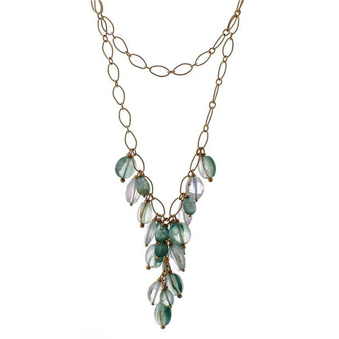 Picture of Delicate Chain with Aquamarine and Apatite Gemstones