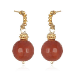 Carnelian Post Earrings with Vermeil Accents