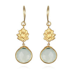 Blue Chalcedony Drops with Vermeil Accent Dangle Earrings