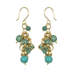 Chain Cluster Earrings with Turquoise Accents