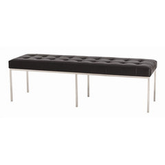Zephyr Tufted Leather/Nickel Bench