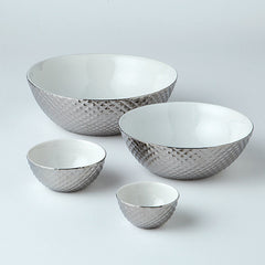 Diamond Cut Nesting Bowls-Silver