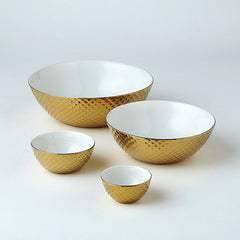 Diamond Cut Nesting Bowls-Gold