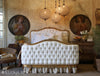 Antique Gold & Tufted White Bed