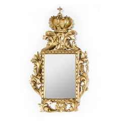 Ornate Gold Rectangular Crowned Mirror