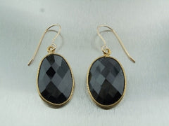 Black Spinel Oval Earrings