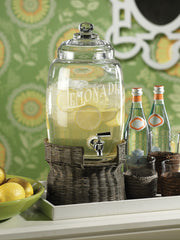 Lemonade Beverage Dispenser on Rattan Base