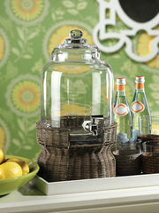 Universal Beverage Dispenser on Rattan Base