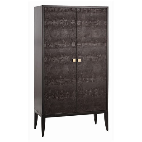 Picture of Elle Chocolate Croc Embossed Leather/Wood Cabinet