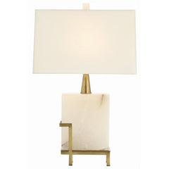 Herst Rectangular Snow Marble/Vintage Brass Lamp