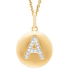 14k Yellow Gold Diamond Initial Disc Necklace