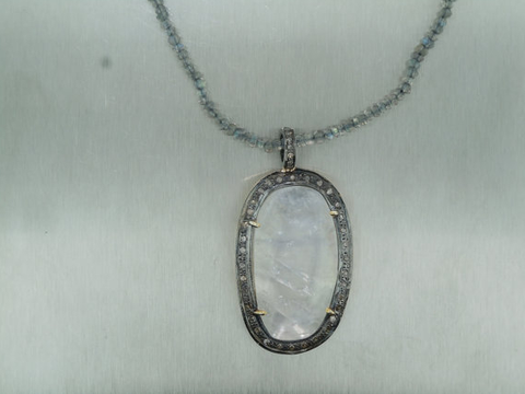 Picture of Rainbow Moonstone Champagne Diamond Pendant