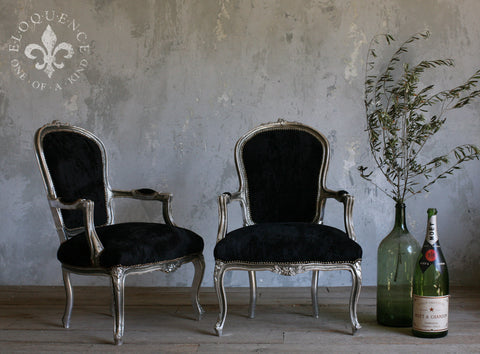 Picture of Crushed Black Velvet Armchairs