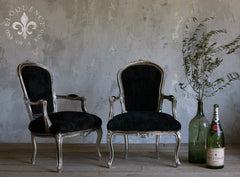Crushed Black Velvet Armchairs