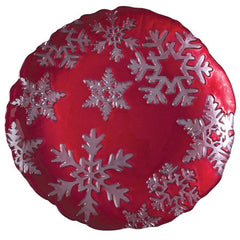 Snowflake Red Round Platter