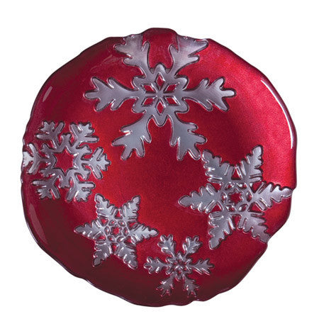 Picture of Snowflake Red Salad Plate