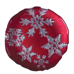 Snowflake Red Salad Plate