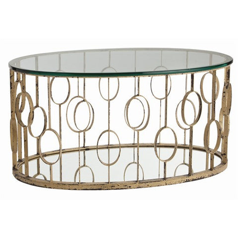 Picture of Zena Oval Iron/Glass/Mirror Cocktail Table