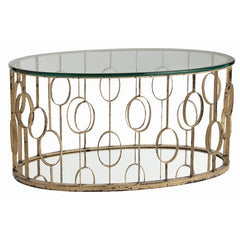 Zena Oval Iron/Glass/Mirror Cocktail Table